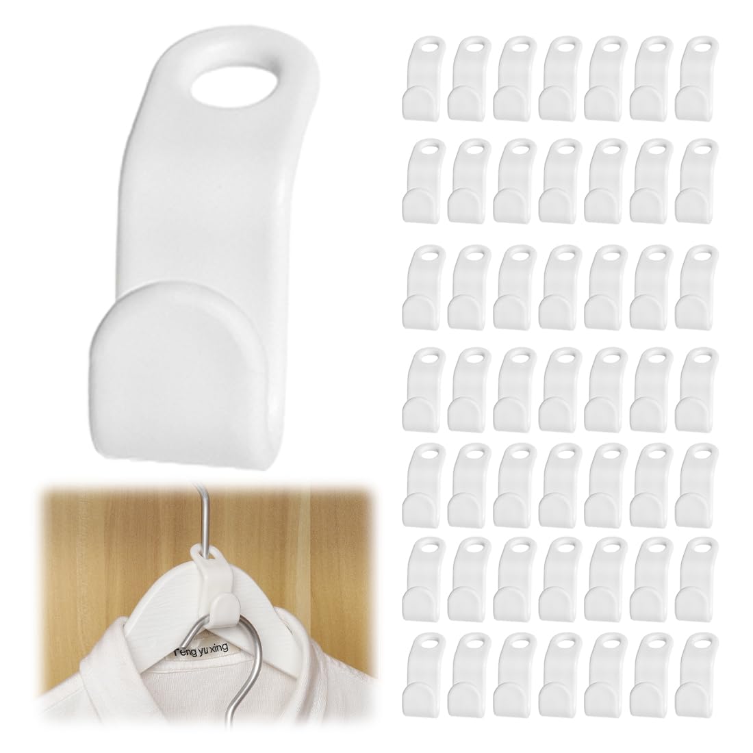 Ganchos de conexión para ropa, conectores de plástico, organizador de armario (blanco)