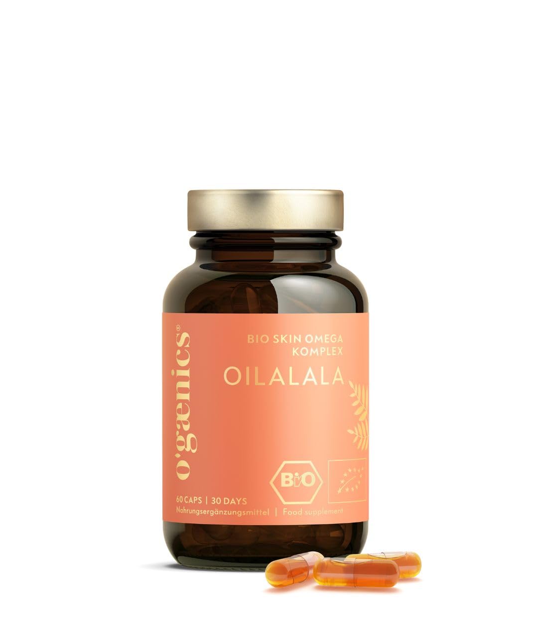 Ogaenics Oilalala Skin Omega-Komplex – Vegane Omega-3-6-7-9 mit Bio-Sanddorn, Vitamin E & A (60 Kapseln)