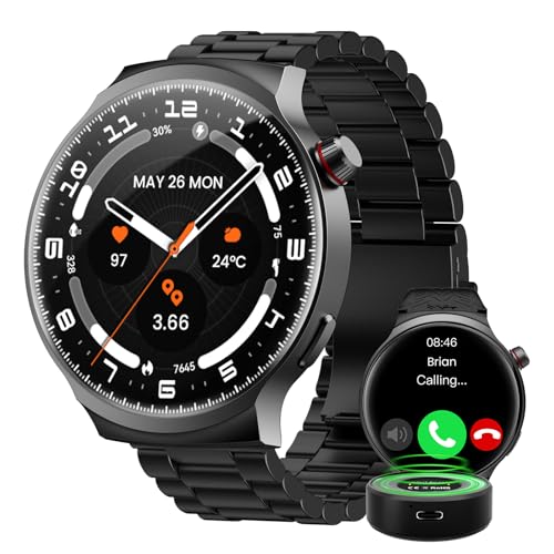 Image of AMAZTIM Smart Watch for Men, 1.85 inch Large Display, 40-Day Daily Use Battery, Answer /Make Calls, 100+ Sports Modes, Compatible Android & iOS (Includes Steel Strap & Charging Dock)