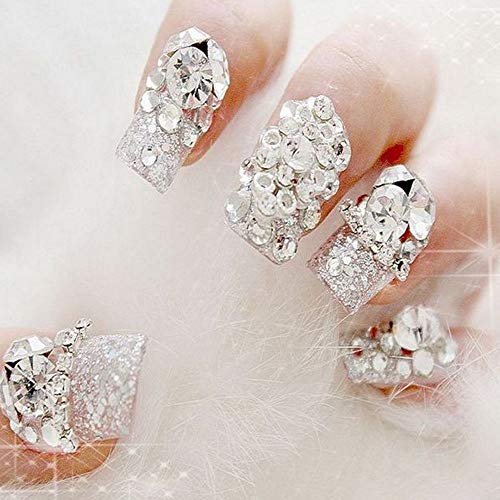Yevison 2400 peças/roda DIY acrílico decoração de arte de unhas 1,5 mm 3D strass redondo glitter ele