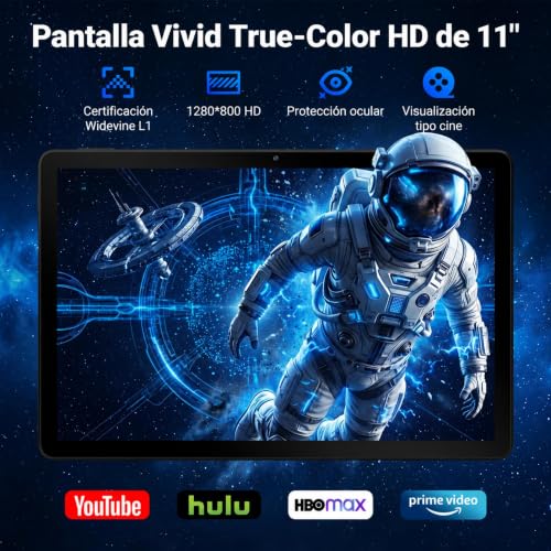 Miniatura 6 de Tablet, Tablet Android de 11 Pulgadas, 16 GB RAM 128 GB ROM Ampliable hasta 1 TB, Octa-Core, Batería de Gran Capacidad de 6800 mAh, Cámara Dual, Desbloqueo Facial (Negro)