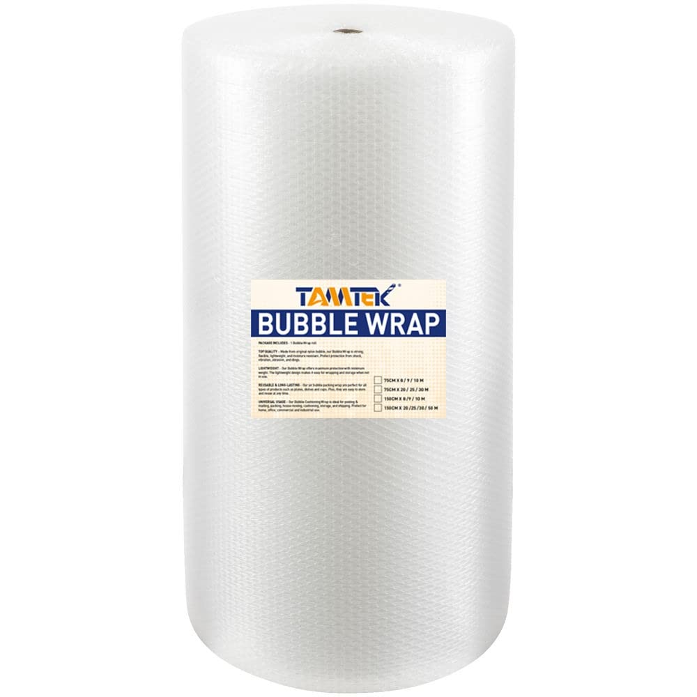 TAMTEK Bubble Wrap Roll, Air Bubble Cushioning Wrap for Packaging, Shipping, Mailing, Packing and Moving Supplies (30CMX30M)