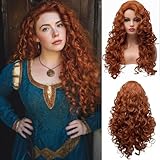 EssionTech Long Fox Red Hair Curly Wig Wavy Full Head Copper Red Halloween Wigs for Women Cosplay Costume Party wig (Fox Red)