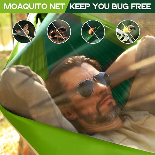 Image of Camping Hammock Mosquito Net,Double & Single Portable Hammocks Hammocks with 2 Tree Straps,Hammock Tent for Travel Camping,Camping Accessories for Indoor Outdoor Hiking Backpacking Backyard Beach
