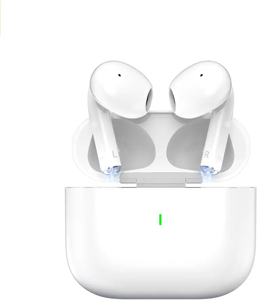 Fones de ouvido Bluetooth 5.3 sem fio, bateria com duração de 40 horas, carregamento USB-C, classificação de resistência à água IPX6, microfone embutido, compatíveis com Android e iOS BRANCO