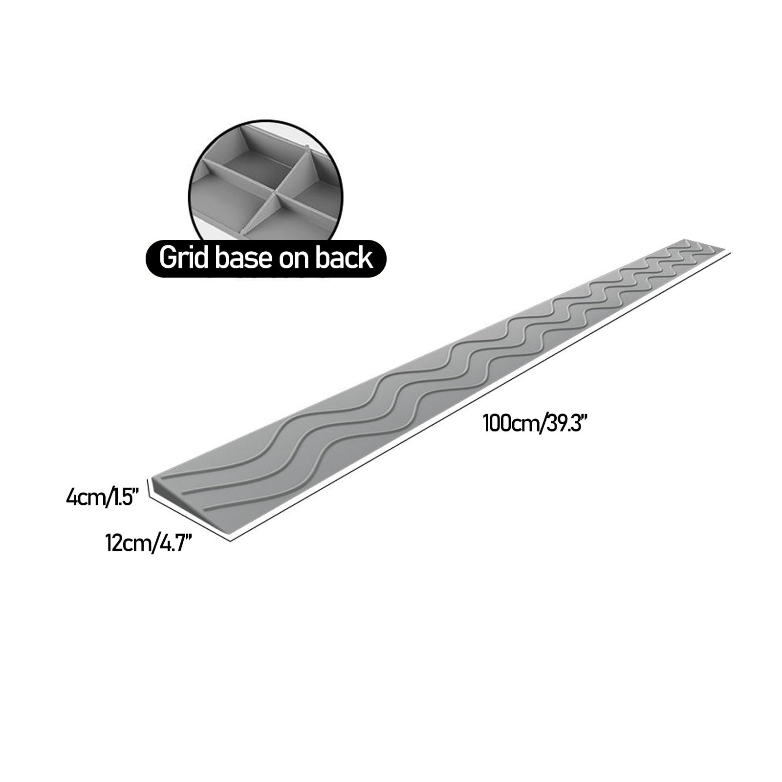 WRYSQBHJYB Threshold Ramp, Doorway Ramps for Wheelchairs, Non Slip Handicap Ramp, Robot Sweeper Threshold Ramp for Doorways, Driveways, Bathroom, Cuttable(Gray,4cm/1.5in)