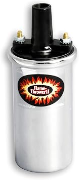 Pertronix 45001 Flame-Thrower II Ignition Coil, 45,000 Volt 0.6 Ohm, 12 Volt, Chrome