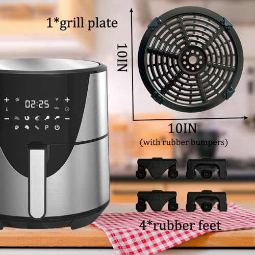 CyHiThai 8QT Round Air Fryer Grill Crisper Plate for Bella Pro Series 8QT Air Fryers, Upgraded Air Fryer Grill Pan Crisper Tray Insert Grate Rack Grid Shelf for 8QT Bella Air Fryer, Dishwasher Safe