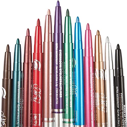 Chargenyang 12 PCS Colorful Eyebrow Pencil Eyeliner pencil Lip Liner Pen eye Set Kit Retractable Long-Lasting Smooth waterline eyeliner Eye for Women
