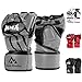 Brace Master MMA Gloves Guantes UFC Guantes de Boxeo para Hombres Mujeres Cuero Más Acolchado Saco de Boxeo sin Dedos Guantes para Kickboxing, Sparring, Muay Thai y Heavy Bag (Gris S)