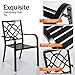 SUNCROWN 2 Pieces Wrought Iron Black Chairs 300 Lbs Outdoor Dining Chairs, Patio Metal Stackable Chair with Armrest for Backyard, Garden, Poolside