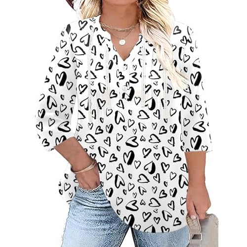Ivicoer 3/4 Sleeve Tops for Women Plus Size V Neck Tunic Shirt Loose Work Peasant Dressy Casual Flowy Blouses Fashion 2025