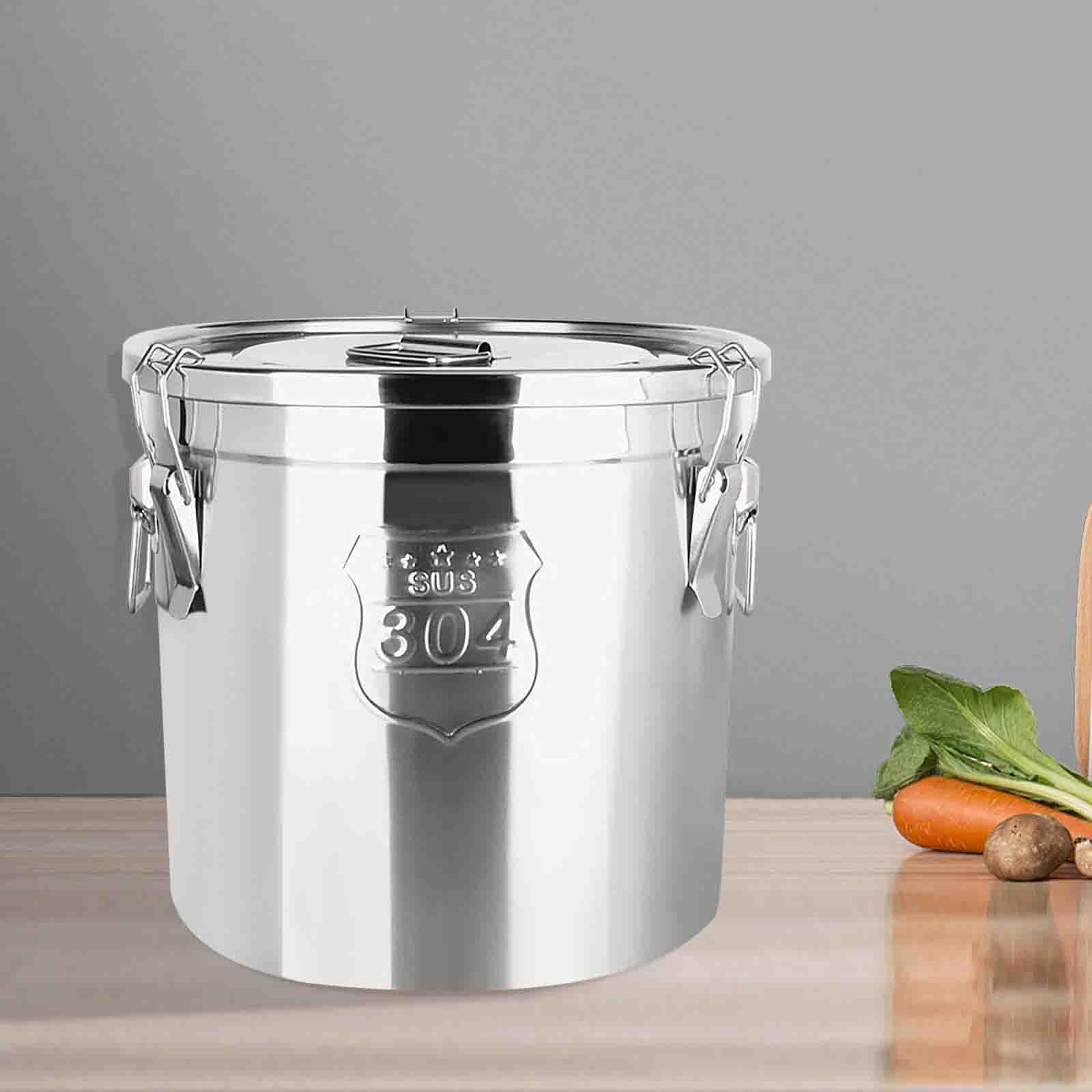 Recipientes de acero inoxidable para almacenamiento de cocina, cubos sellados con tapa, ideales para almacenar arroz, harina, cereales, estilo industrial moderno, opciones de 6L/12L