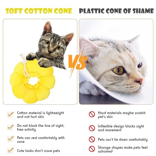 Cat Recovery Collar, Cat Cone, Soft Cute Sun Flower Neck Cat Cones Adjustable Pet Recovery Collar, Adjustable Pet Recovery Collar for Cats, Dog, Rabbit, Quicker Healing Pet Recovery Cone - Image 5
