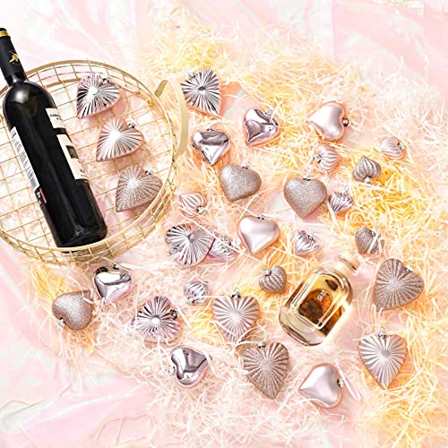 Azalon 30Pcs Assortment Valentine's Day Heart Baubles Ornament, Christmas Tree Plastic Hanging Heart Shaped Party Decor Valentine Wedding Decoration Set(Pink) #TOP5