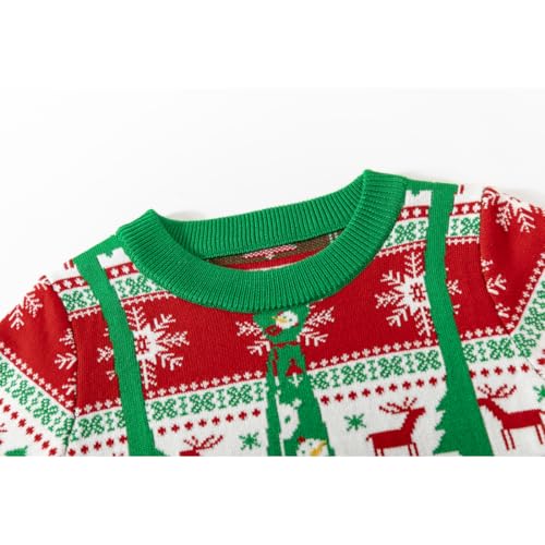 Image of Ugly Christmas Sweater Kids Girls Boys Reindeer Snowflake Knitted Xmas Holiday Pullover Sweater 2-9 Years Old