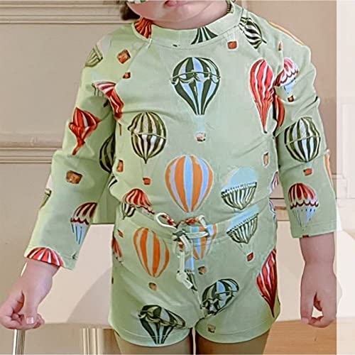 YHEGHT Maiô infantil de manga comprida com protetor solar de alta elasticidade e duas peças, C, 7-8