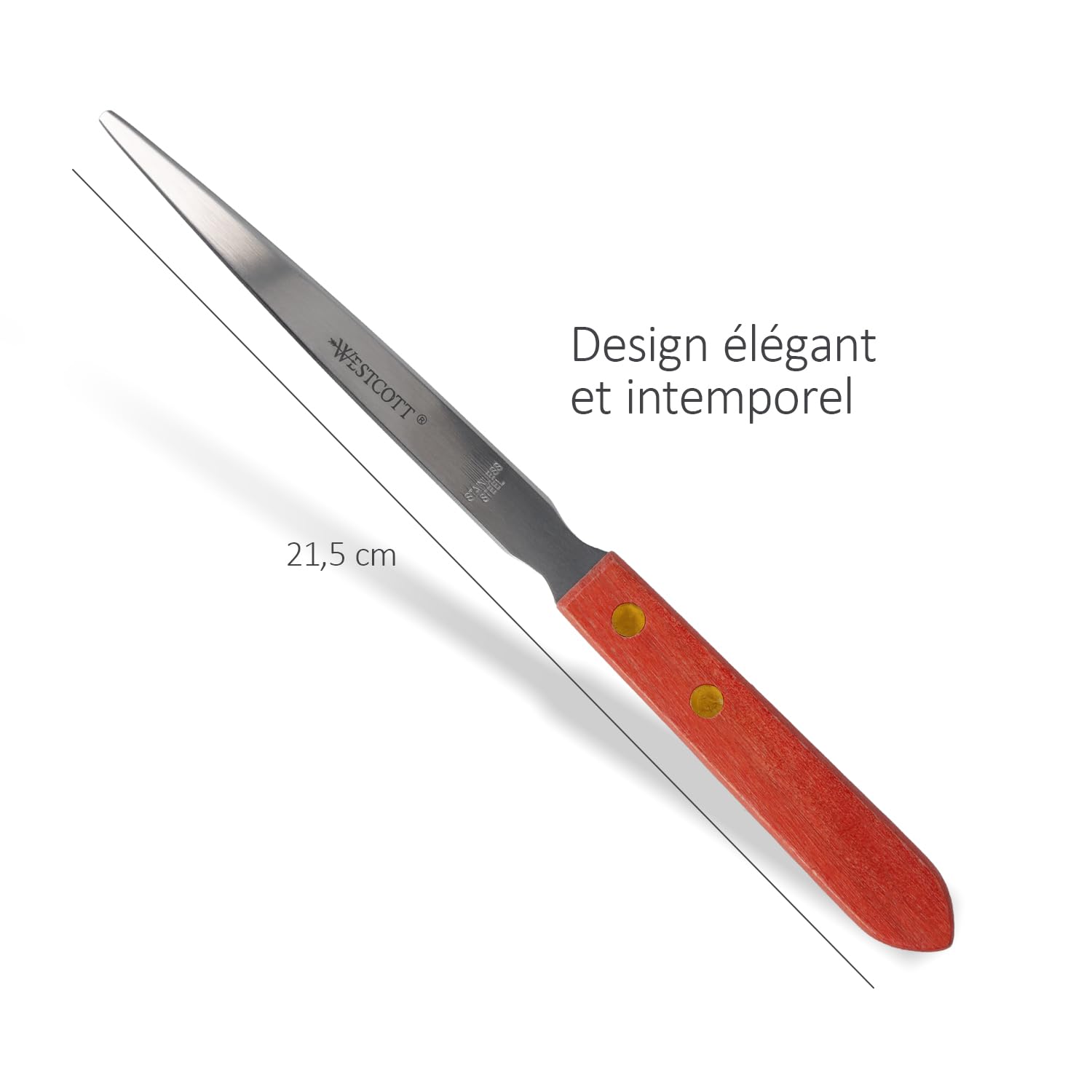 Westcott Coupe-papier lame acier inoxydable manche bois brun ergonomique E-29694 00