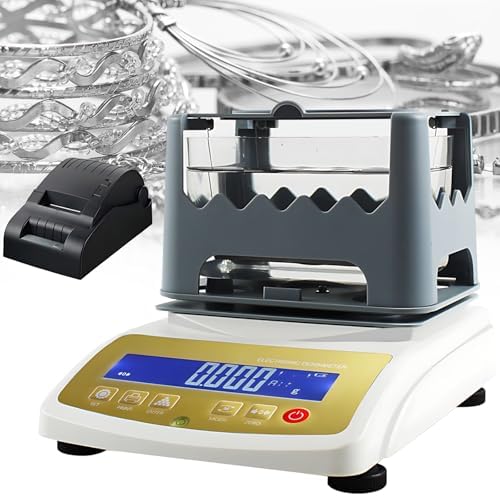 Densimeter & Gold Purity Tester - Accurate 0.01g Measurement for Gold, Silver, Platinum & Precious Metals - 300K+ Printer for Precision Analysis