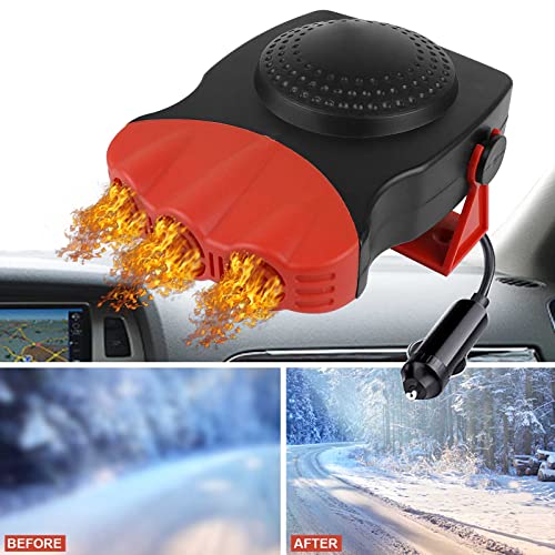 Car Heater, 2021 New Upgrade 12V Portable car Heater,2 in 1 Heating Fan/Cooling Fan, Fast Heating Quickly Defroster Demister for Auto, Air Conditioners, SUV, Taxis, Jeeps, Trucks（RED）