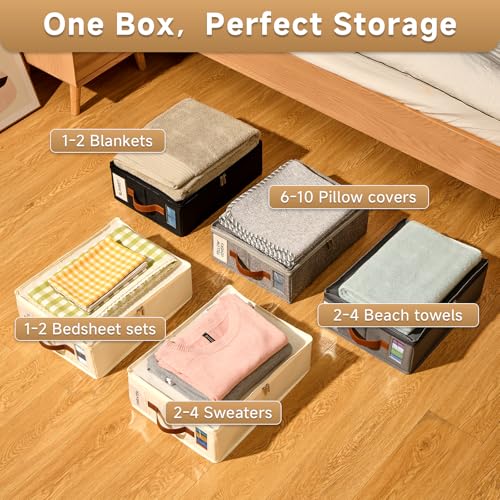 Bed Sheet Organizer 4 Pack - No Insects Entry Sheet Organizers and Storage with Zipper, Label, Handle, Window, Linen Closet Organizers and Storage for Sheet Set, Clothing, Duvet Covers, Blanket - Image 4