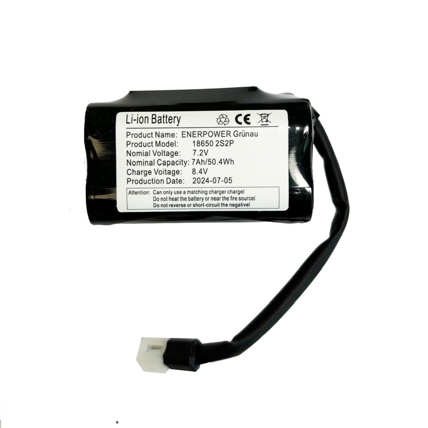 ENERpower Li-Ion-Akku Grünau 7,4V 6800 mAh 2S2P für Taschenlampen wie von Lupine, MyTinySun, Sigma mit Ladestandanzeige
