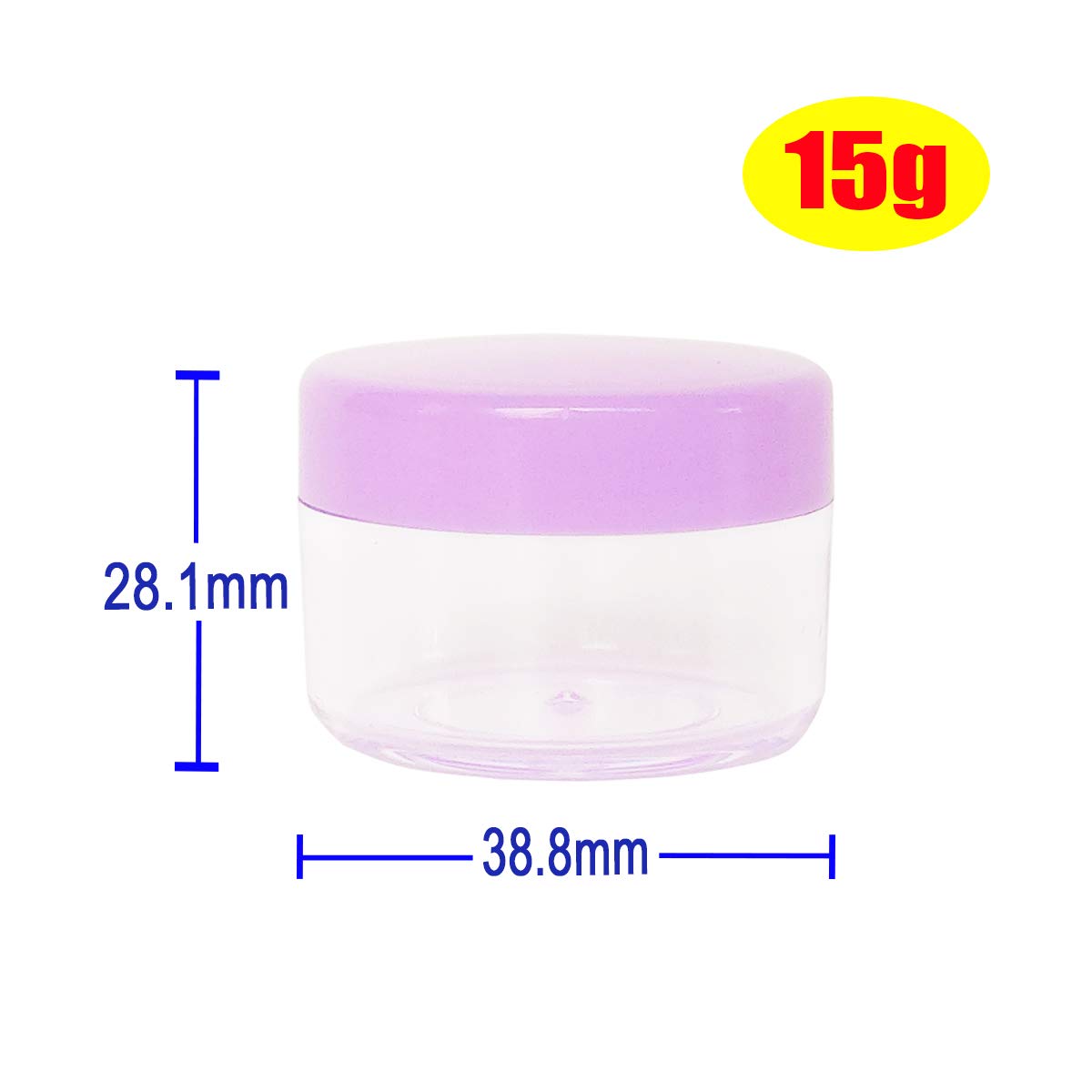 Wopanxye 12pcs 15 Gram 15ml Small Empty Sample Jars, Refillable Cosmetic Container, Plastic Round Pot Purple Screw Cap Lid - Image 2