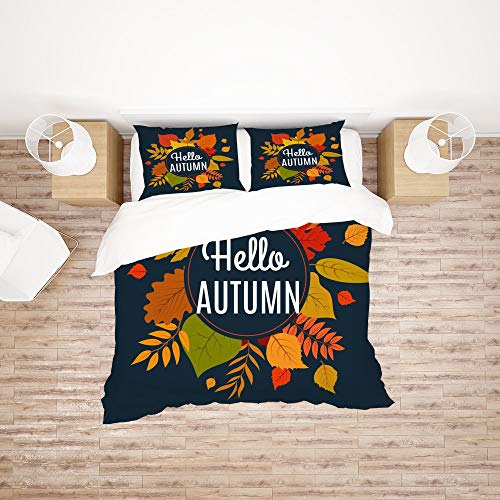 Housse de couette double Hello Automne avec 2 taies d'oreiller CHEHONG