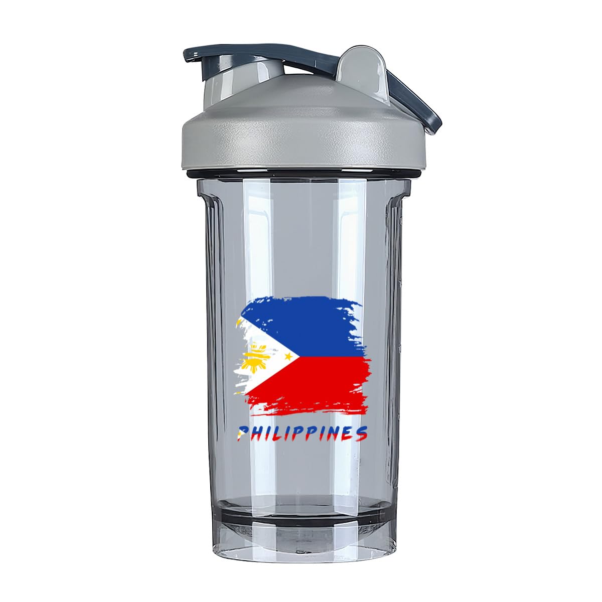 Philippines Flag 1 18 Ounce Shaker Cup,Fashion Theme Pattern Shaker Bottle Leak-proof Workout Shake Bottles 500ML/18 oz Perfect for Pre Workout Gray 0