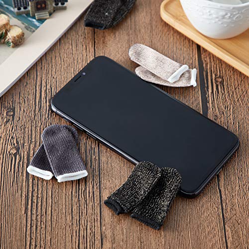 Gaming Finger Sleeve Touchscreen Finger Sleeve Anti-Sweat Breathable Touchscreen Finger Sleeve for Mobile Phone Games (Black White Grey, 30 Pieces) - Thumbnail 3
