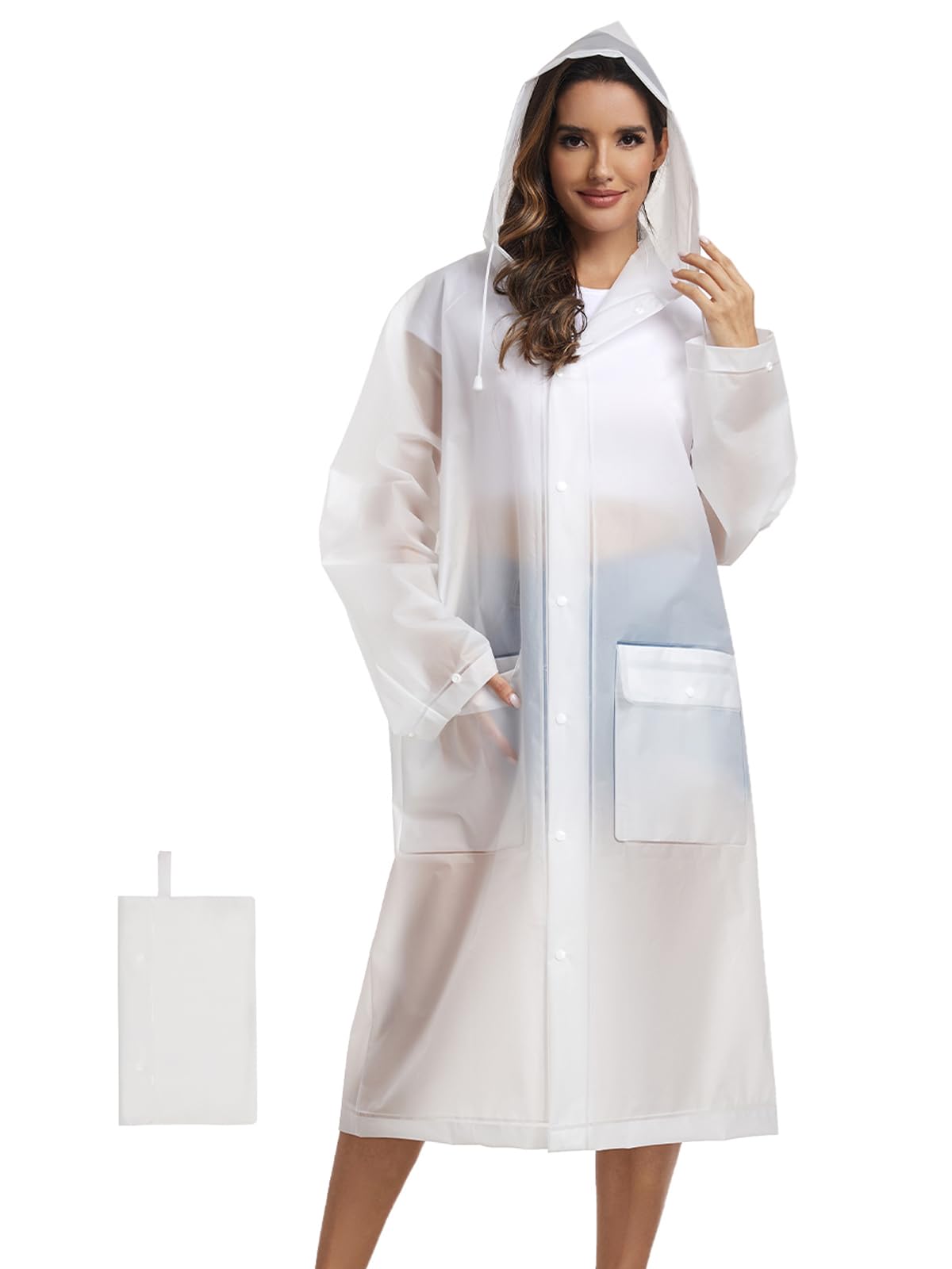 Reusable Thicken EVA Rain Ponchos for Adults (1 Pack)- Extra Long Rain Jackets Raincoats for Men Women