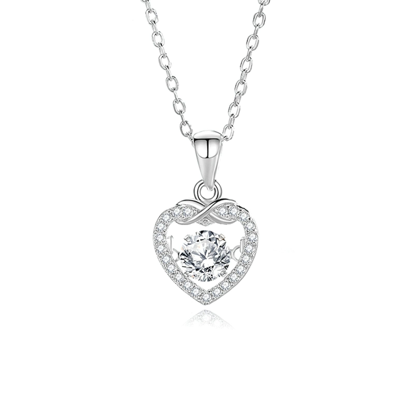 Wisiorek łańcuszek z białego złota próby 375 damski łańcuszek z wisiorkiem w kształcie serca z 5 mm moissanit topaz 0,5 ct i diament białe złoto łańcuszek damski 45 cm na wesele