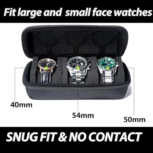 Image of VIVUE 3 Slots Watch organizer Box For Men Women, Watch Storage Holder Case With Soft Removable Pillow, Strong Fabric and Smooth Zipper Case For Travel & Home Organization (3Slot Round Zipper)