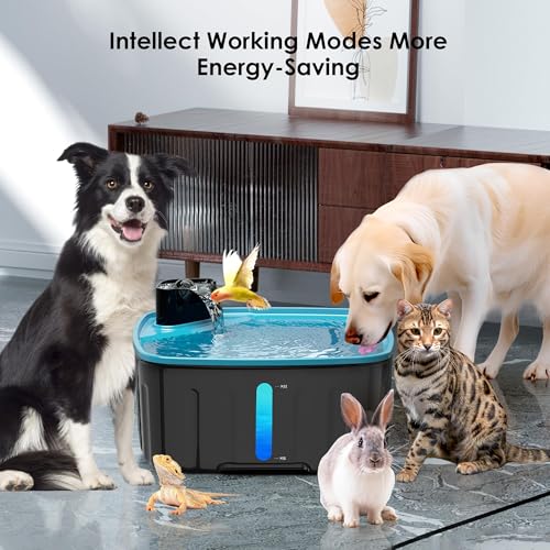 Hicuper Dog Water Fountain - 2.1GAL/8L/270oz Large Dog Water Fountain Bowl for Dog Inside,Dog Fountain with Water Level Window,LED Shortage Reminder, Quiet Pump,Water Fountain for Multiple Dog