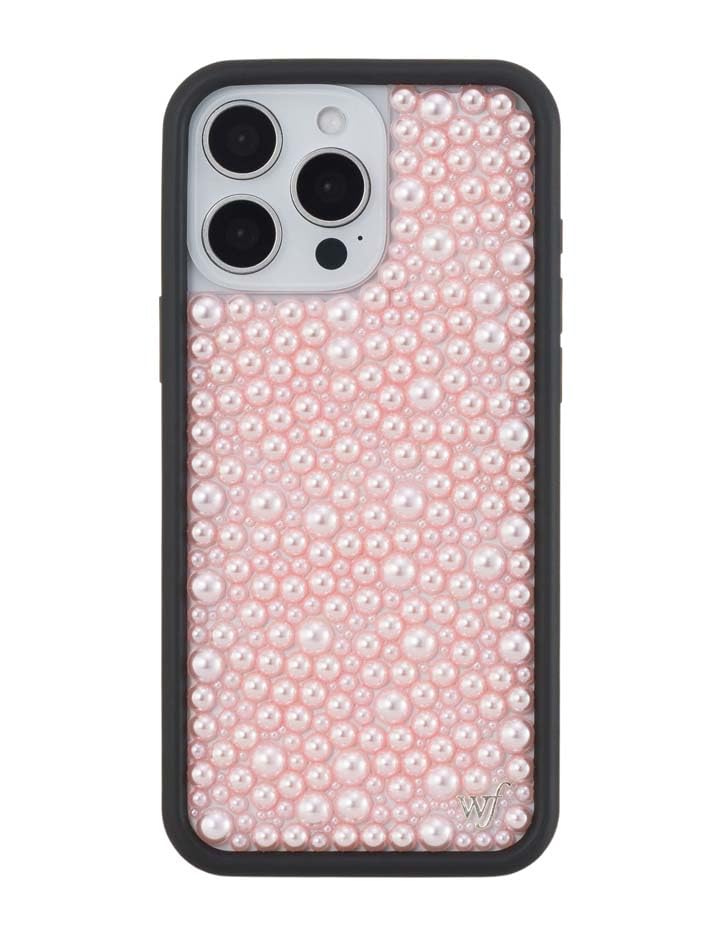 Image of Wildflower Cases - Compatible with iPhone 16 Pro Max | Protective Black Bumper, 6.5ft Drop Test Certified, Women Owned Small Business | Pearl Pink