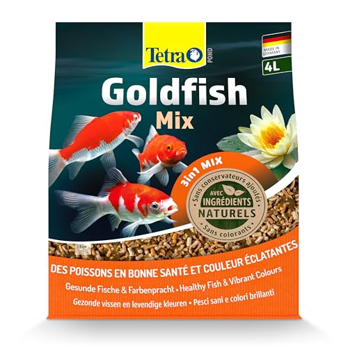 Tetra Pond Goldfish Mix – Mélange Complet de Sticks, Flocons, Gammarus - Aliment pour Poissons Rouges de Bassin et de Jardin - Enrichis en Oligo-éléments,...