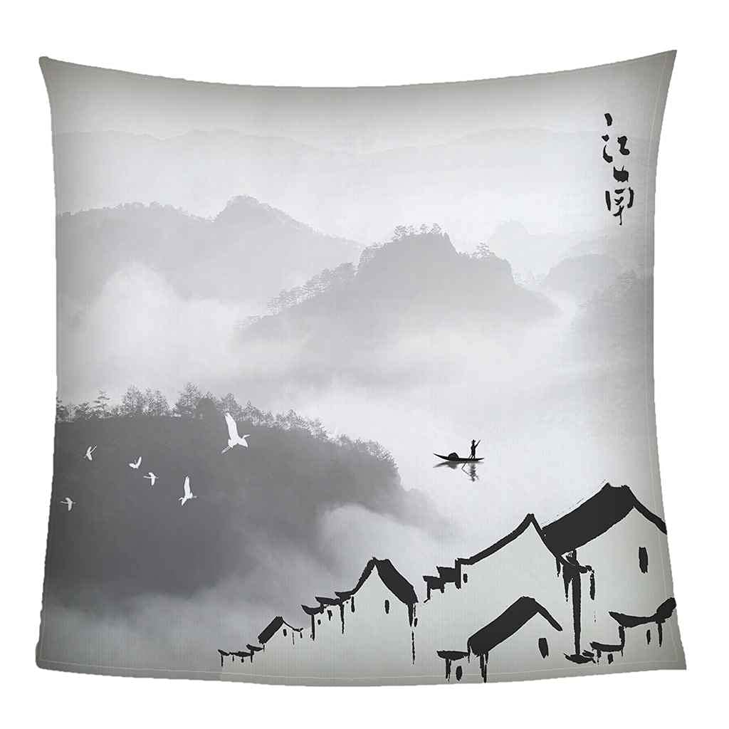 Couverture canapé motif encre de Jiangnan pour vos soirées cocooning