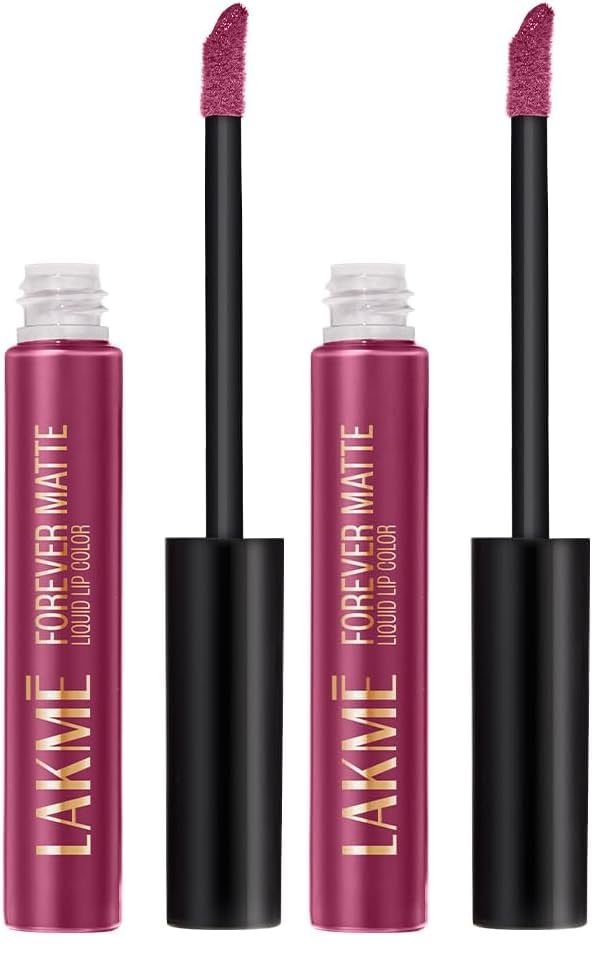 Image of Lakme Forever Matte Liquid Lip Colour, Fuschia Chic, 5.6 ml (Pack of 2)