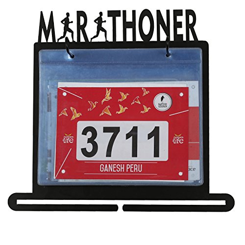 Image of Marathoner All in One Medal Hanger & Bib Display Unit - Black (35 cm x 33 cm)