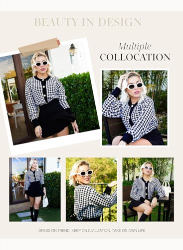 Dokotoo Cardigan Sweaters for Women V Neck Button Down Long Sleeve Plaid Knit Cardigans Sweater Tops4