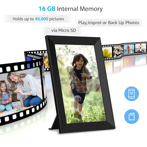 Image of Frameo WiFi Digital Photo Frame with 10.1 inch IPS Touchscreen, upload images to 32GB smart digital photo frame via Frameo APP, Rotate and Copy