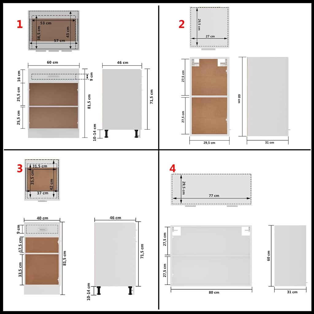 vidaXL Conjunto de armarios de Cocina de 8 Piezas Lyon de Madera de ingeniería Blanca