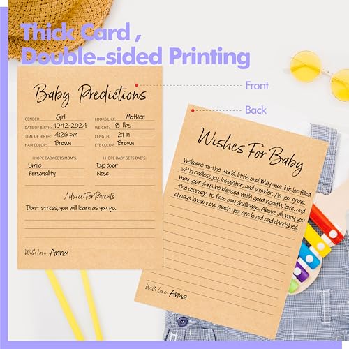 Image of 55PCS Baby Predictions and Advice Cards, Double Sided Baby Shower Decorations Cards Wishes to Baby for Parents
