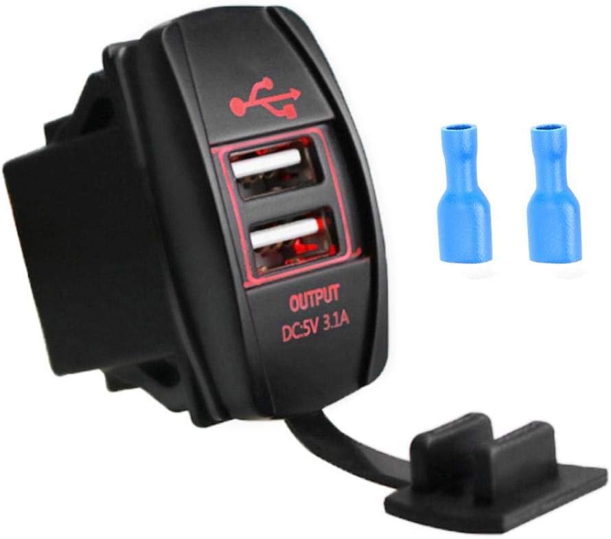 KIMISS Podwójna ładowarka samochodowa USB 3.1A 12-24V do auta, łodzi, motocykla - szybkie ładowanie dwoma portami