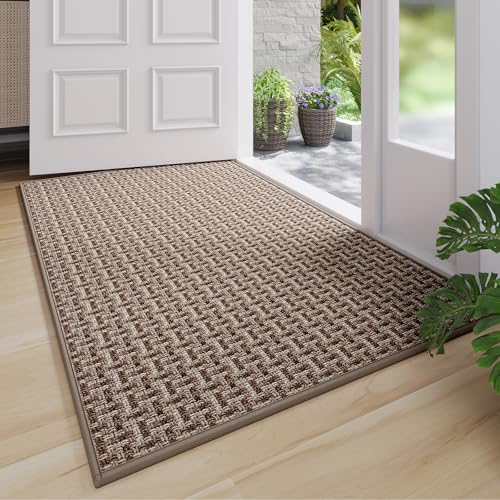 Indoor Door Mat 36x60 Dirt Resistant and Absorbent, Non-Slip Rubber Backing Floor Mats, Easy Clean Low-Profile Doormat for Entryway, Front Door, Inside Entrance Brown