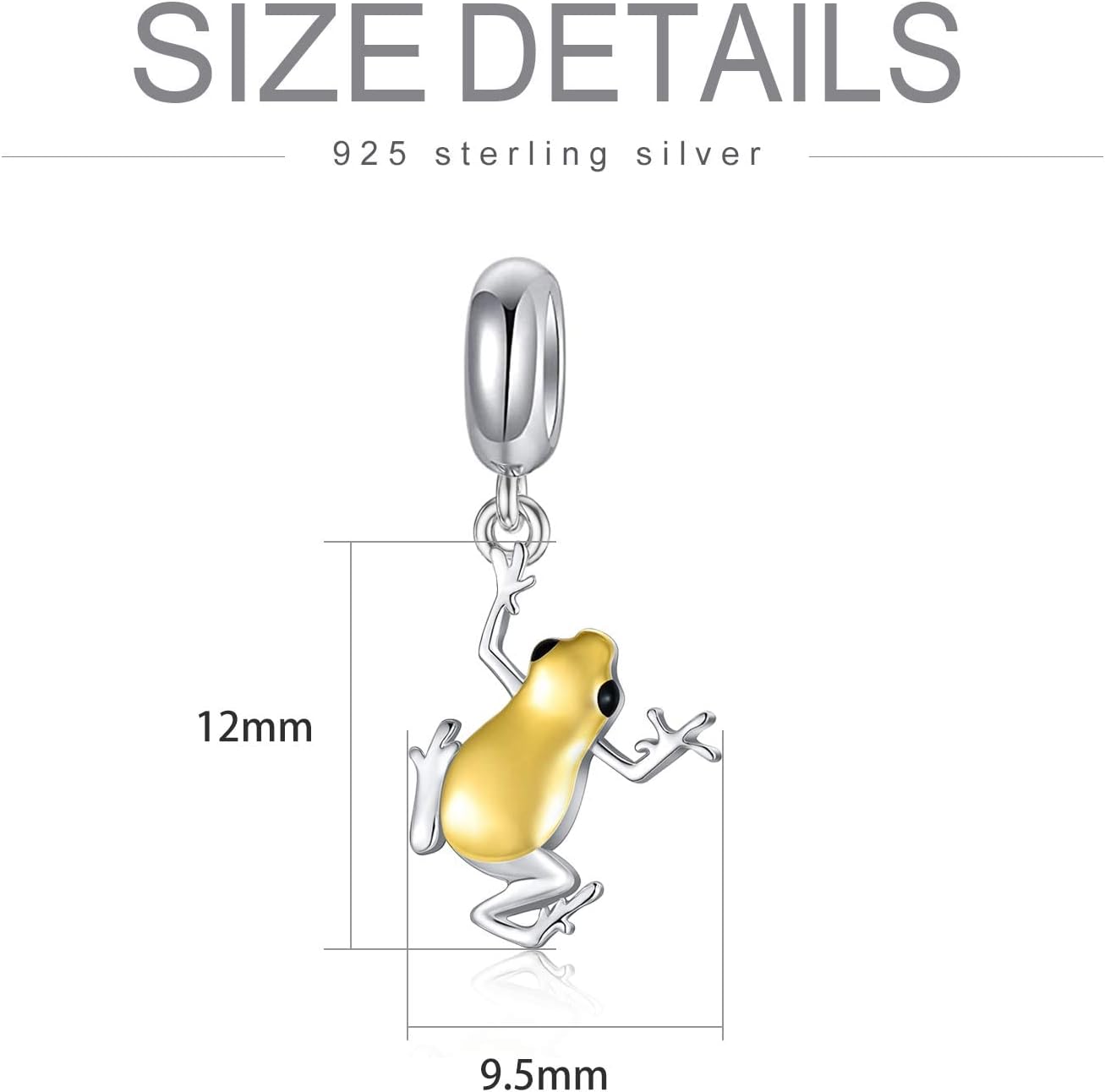 PELOVNY Frog Charm Bead for Bracelet 925 Sterling Silver Animal Jewelry Birthday Lucky Gift for Women Frog Lover - Image 3