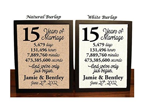 15 Year Anniversary Burlap Print | 15th Anniversary | 15th Anniversary Gift | 15 Years Together | 15th wedding Anniversary | 15th Anniversary gift for her | 15 Years of Marriage