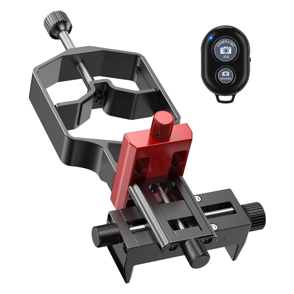 Adaptateur Universel de Digiscope pour Lunette de Téléphone, Support de Télescope en Métal, Support pour Smartphone à 3 Axes pour Longue-Vue avec Télécommande