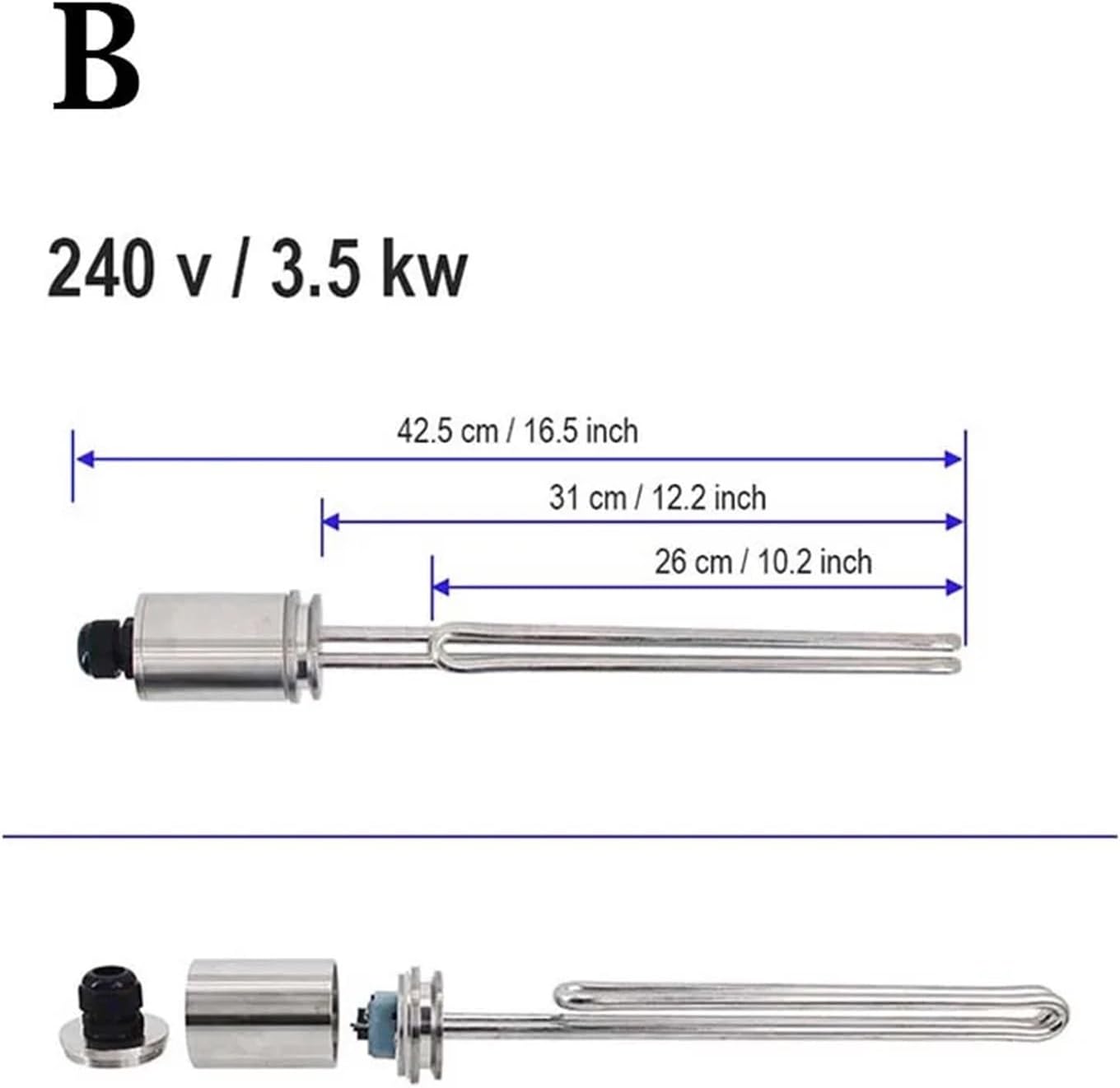 Home Brewing G2.0 1.5" TC(50.5mmOD) 240V Straight Ripple Heating Element Stainless Steel 304 DIY Homebrew Electric Brewery Brewing Accessories(3500W)