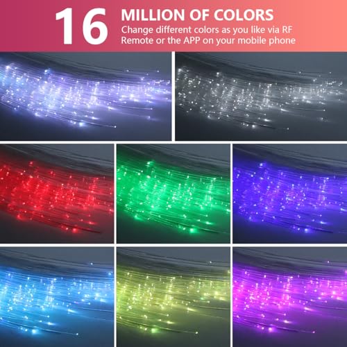 Image of 16W Car Home Starlight Headliner Kit, Twinkle & Sound Activate RGBW Fiber Optic Lights with APP & Remote Control, Shooting Star Lights for Ceiling Decoration, 500 pcs 9.8ft